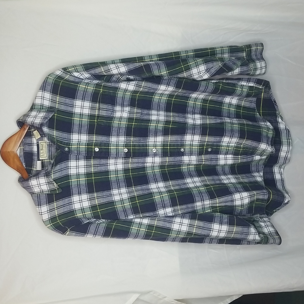 L.L.Bean 90s Button Down Plaid/Flannel Long Sleeve Shirt, Size Large - Picture 4 of 9